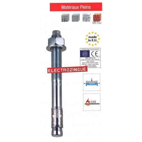 Goujon d'ancrage à expansion, électro-zingué Ø 8